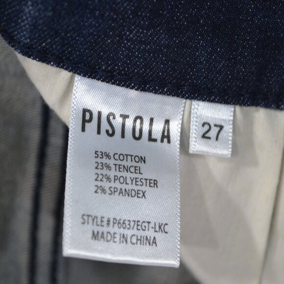 Pistola Womens 27 Blue Denim Straight Leg 5 Pocket Skinny Ankle Relaxed Jeans - Picture 8 of 9